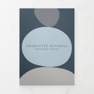 Modern Abstract Zen Stones Blue Wellness Brochure