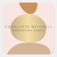 Modern Abstract Zen Stones Gold and Pink Logo