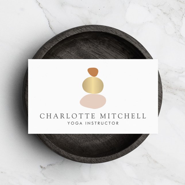 Modern Abstract Zen Stones Gold Logo Yoga, Massage Business Card (Creator Uploaded)