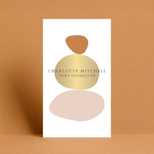 Modern Abstract Zen Stones Gold Logo Yoga, Massage Business Card