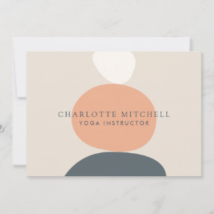 Modern Abstract Zen Stones Peach/Blue Logo Yoga Card