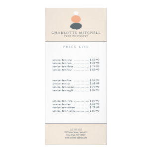 Modern Abstract Zen Stones Peach/Blue Logo Yoga Rack Card