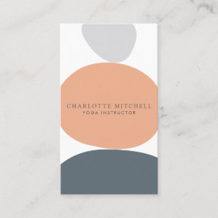 Modern Abstract Zen Stones Peach Logo Life Coach Business Card