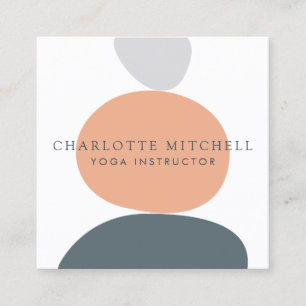 Modern Abstract Zen Stones Peach Logo Life Coach Square Business Card