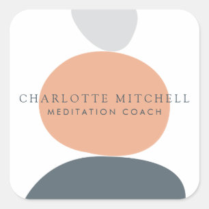 Modern Abstract Zen Stones Peach Logo Square Sticker