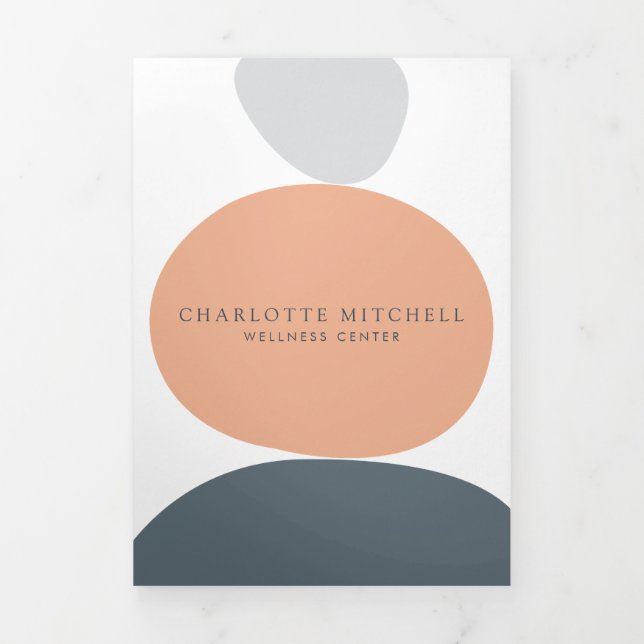 Modern Abstract Zen Stones Peach Wellness Brochure (Cover)