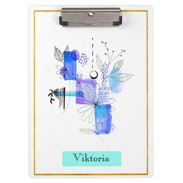 Modern Abstraction Black and Navy Blue Clipboard (Front)