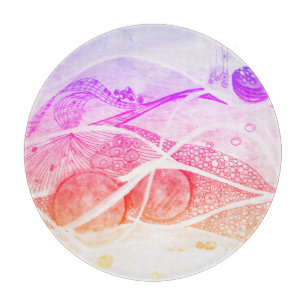 Modern Abstraction Black and Pink Planets Space Cutting Board
