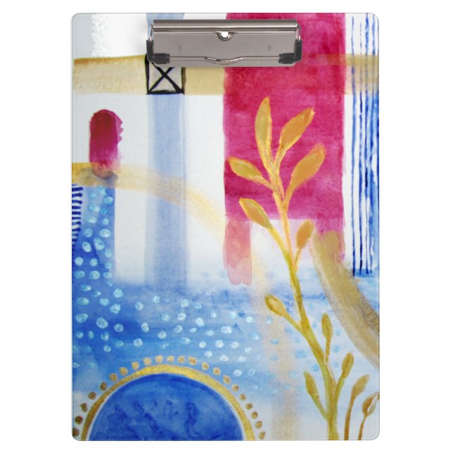 Modern Abstraction Black and Red Clipboard (Front)