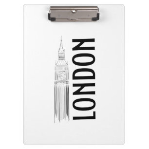 Modern Abstraction Black and White London City Clipboard