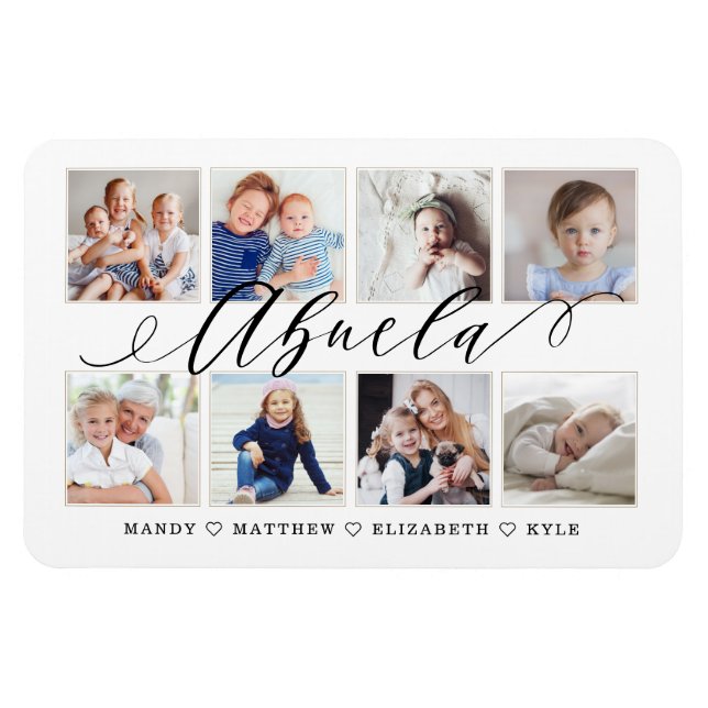Modern Abuela Script | Grandchildren Photo Collage Magnet (Horizontal)