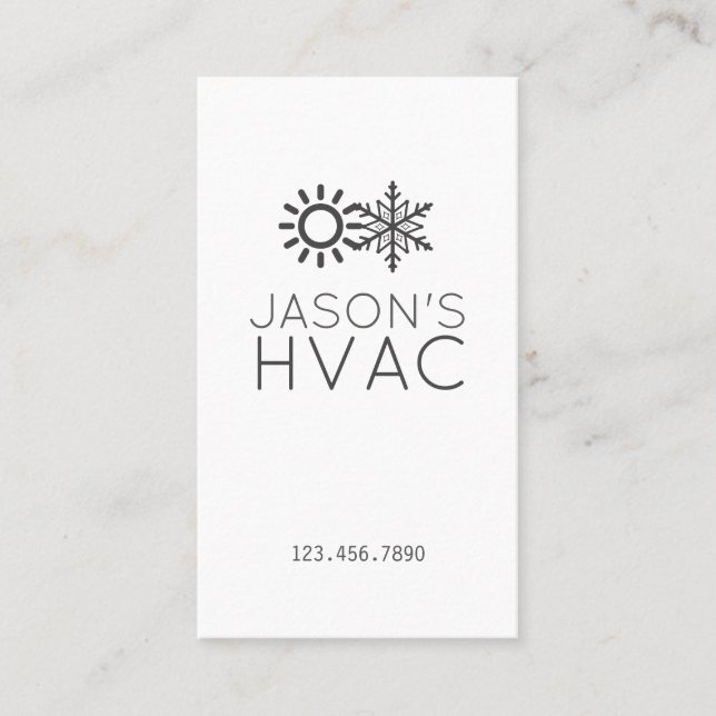 Modern AC Heating & Cooling HVAC Business Card (Front)