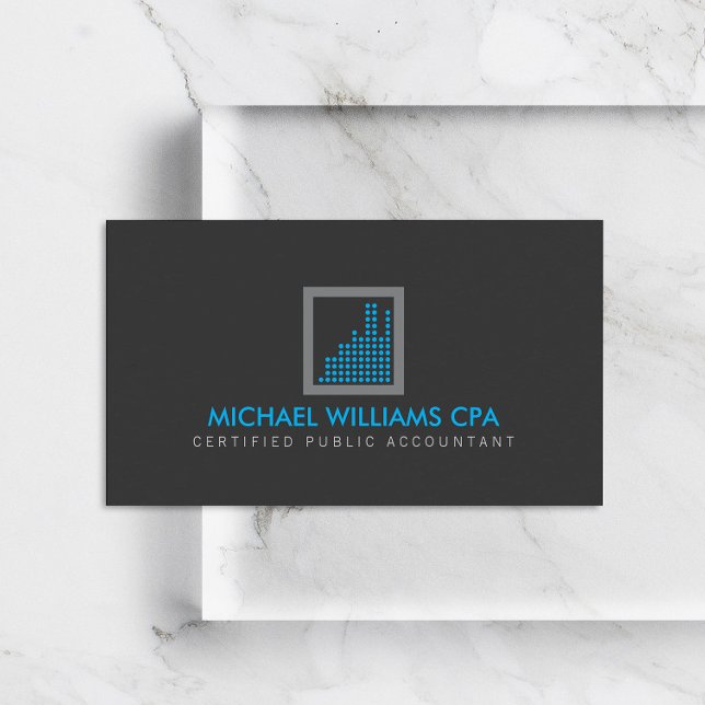 Modern Accountant, Financial Logo Blue/Dark Grey Business Card (Creator Uploaded)