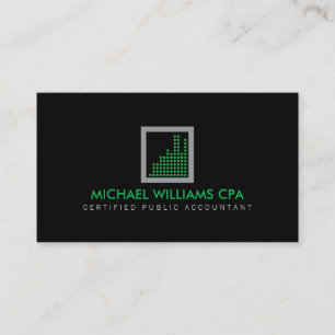 Modern Accountant, Financial Logo in Green/Black Business Card