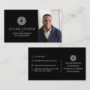 Modern Accountant Photo Black Business Card