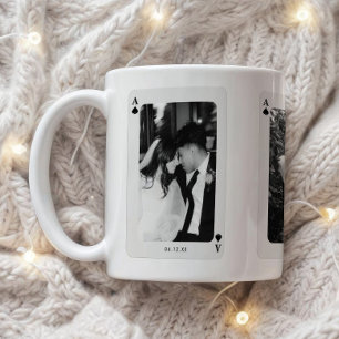 Modern Ace of Spades 3 Couple Photos Custom Coffee Mug