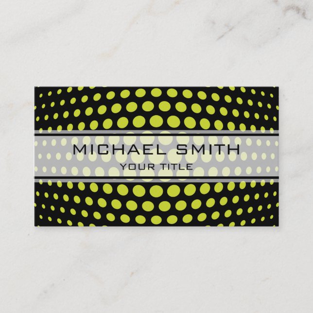 Modern Acid green Polka Dot Pattern Business Card (Front)