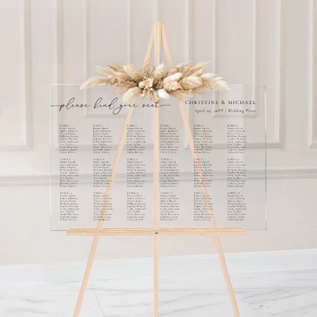 Modern Acrylic 18 Table Wedding Seating Chart (Creator Uploaded)
