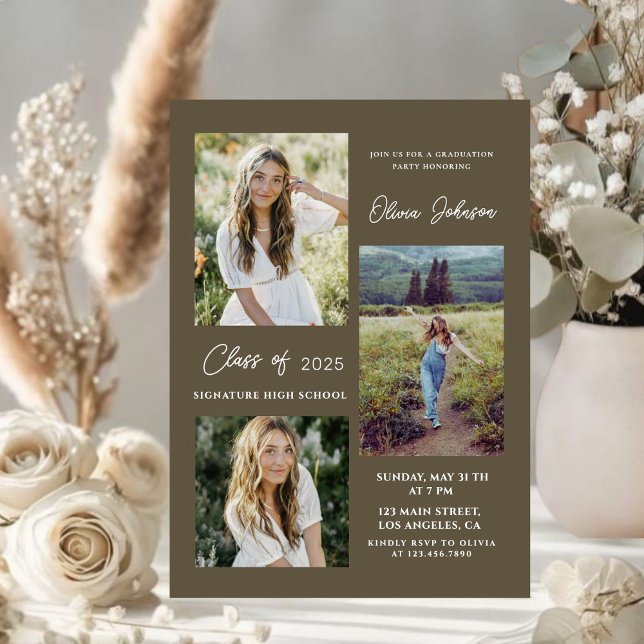 Modern Acrylic 4 Photos Graduation Announcement  (Creator Uploaded)