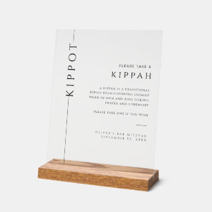 Modern Acrylic Bar Mitzvah Kippah Sign