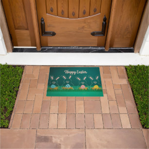 Modern Acrylic Easter Bunny Decorations with Eggs Doormat
