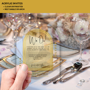 Modern Acrylic Gold Bold Black Minimalist Wedding Acrylic Invitations