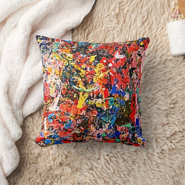 Modern Acrylic Masterpiece - Vibrant Abstract Art  Cushion (Blanket)