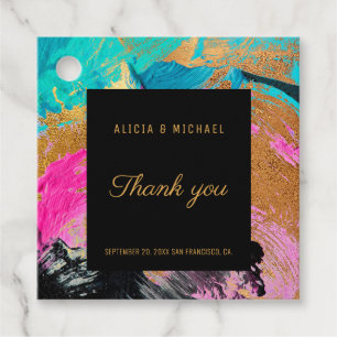 Modern acrylic painting gold Wedding Thank You Favour Tags