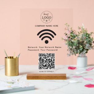 Modern Acrylic Sign for Easy Scan to Connect WiFi