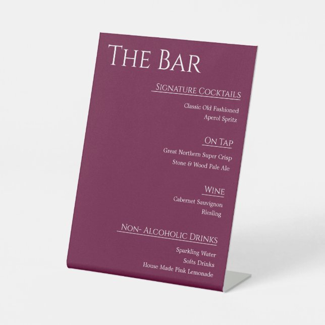 Modern Acrylic Wedding Bar Menu Sign | Editable Co (Front)
