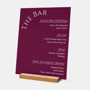 Modern Acrylic Wedding Bar Menu Sign Editable Co