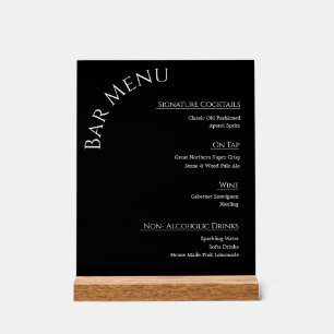 Modern Acrylic Wedding Bar Menu Sign Editable Co