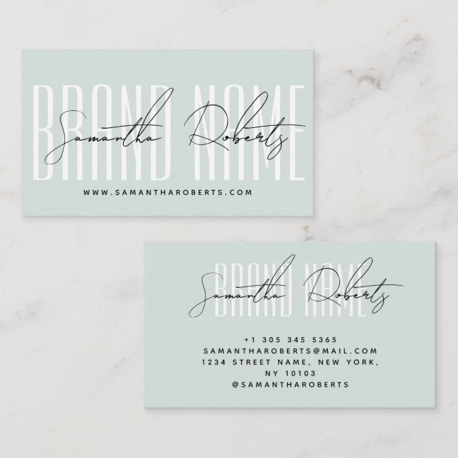 Modern add brand name elegant blue business card (Front/Back)