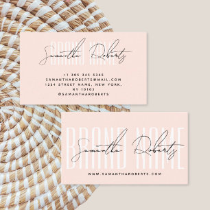 Modern add brand name elegant blush pink business card