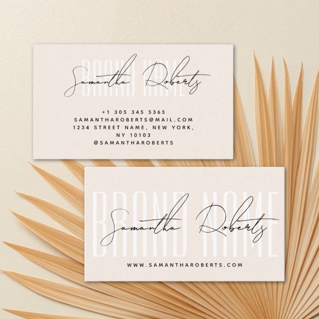 Modern add brand name elegant neutral business card (Creator Uploaded)