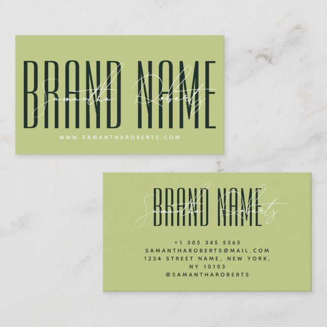 Modern add brand name elegant pink red business card (Front/Back)