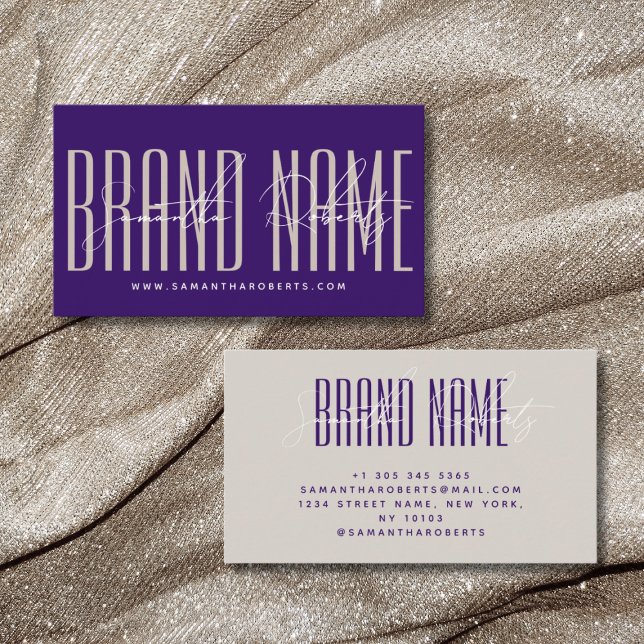 Modern add brand name elegant purple business card (Creator Uploaded)