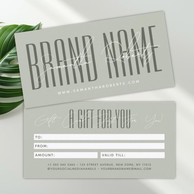 Modern add brand name script typography gift card (Creator Uploaded)