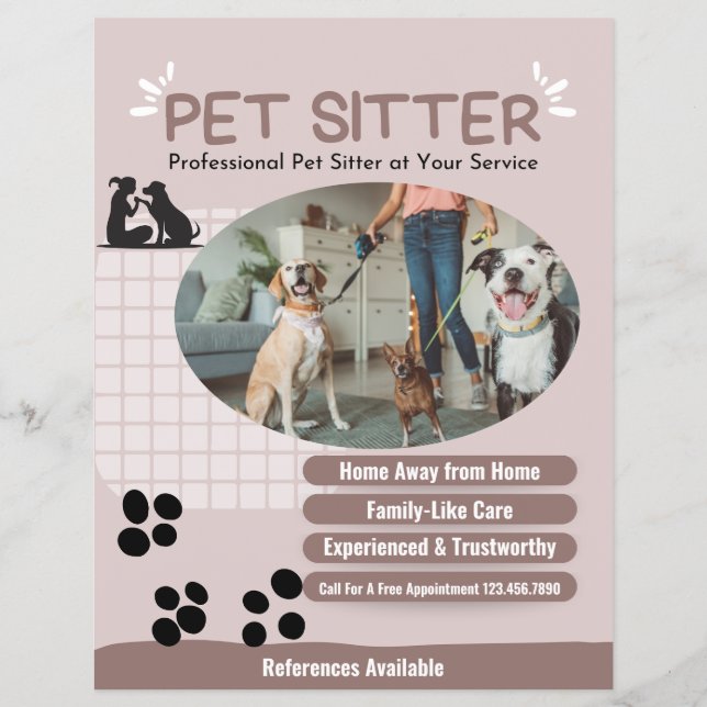 Modern Add Dog Photo Pet Sitter Flyer (Front)
