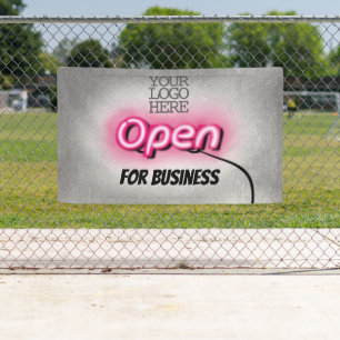 Modern Add Logo Open Pink Neon Sign