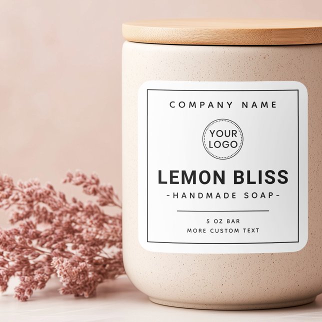 Modern add logo thin border square product label (Modern add logo thin border square product label)