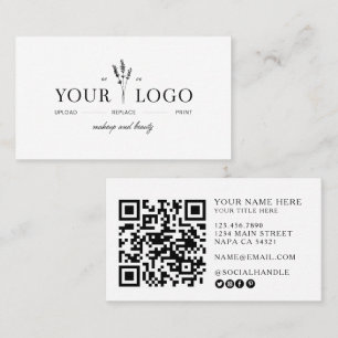Modern Add Your Logo Beauty Makeup Artist QR Code Business Card