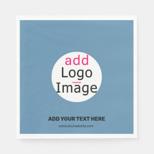Modern Add Your Logo Promo Customisable Dusty Blue Napkin