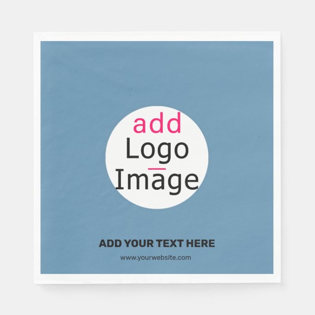 Modern Add Your Logo Promo Customisable Dusty Blue Napkin (Front)