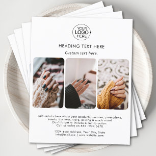 Modern Add Your Logo Typography Photo Grid White Flyer