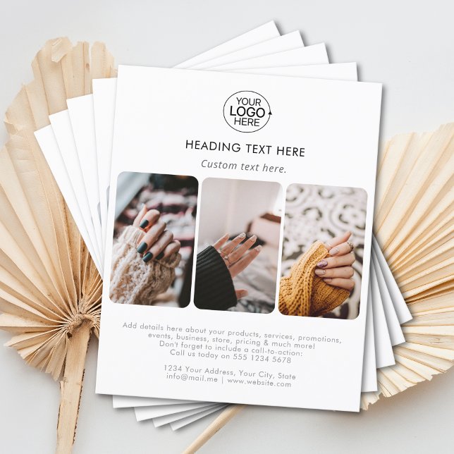 Modern Add Your Logo Typography Photo Grid White Flyer (Modern Add Your Logo Typography Photo Grid White Flyer)