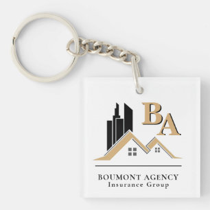 Modern Add Your Own Logo Professional Black Gold Key Ring