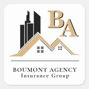 Modern Add Your Own Logo Professional Black Gold Square Sticker