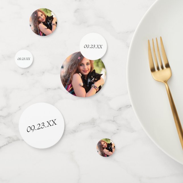 Modern Add Your Own Photo and Date Text DIY Party Confetti (Group)