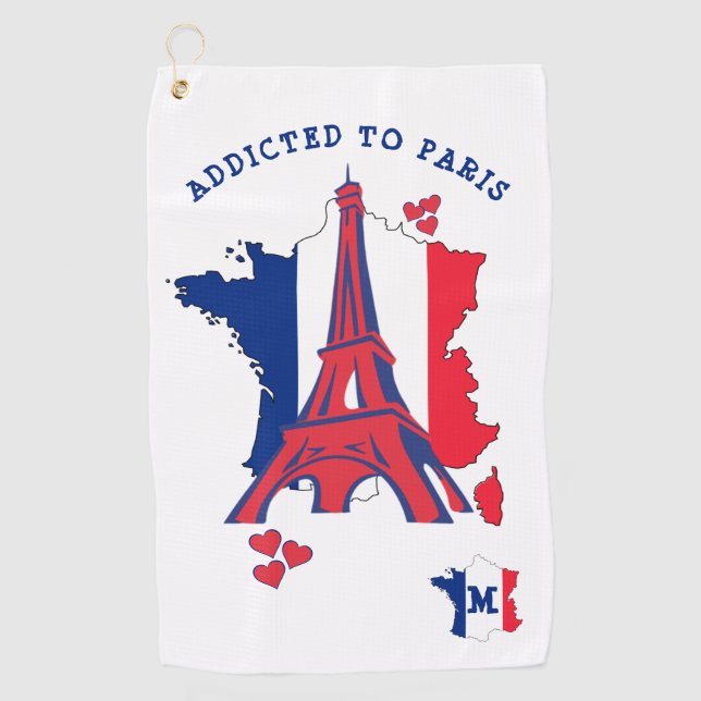 Modern ADDICTED TO PARIS Monogram Golf Towel (Front)